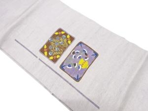 リサイクル 色紙に草花模様名古屋帯